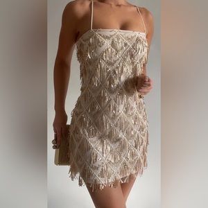 Showpo Shook Dress - Mini Dress in Champagne Sequin